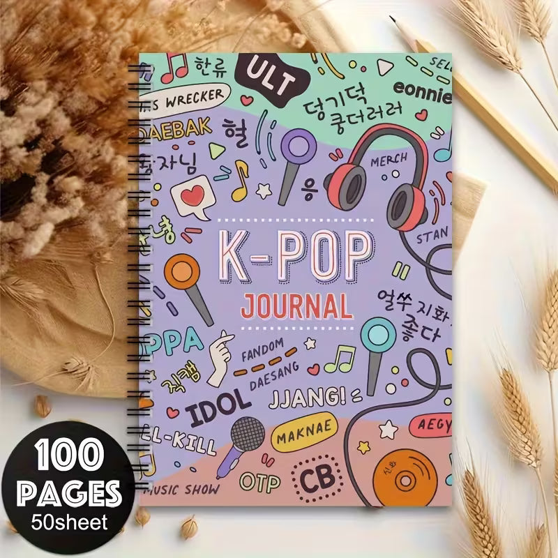 K-Pop Spiral Notebook (Headphones and Music)