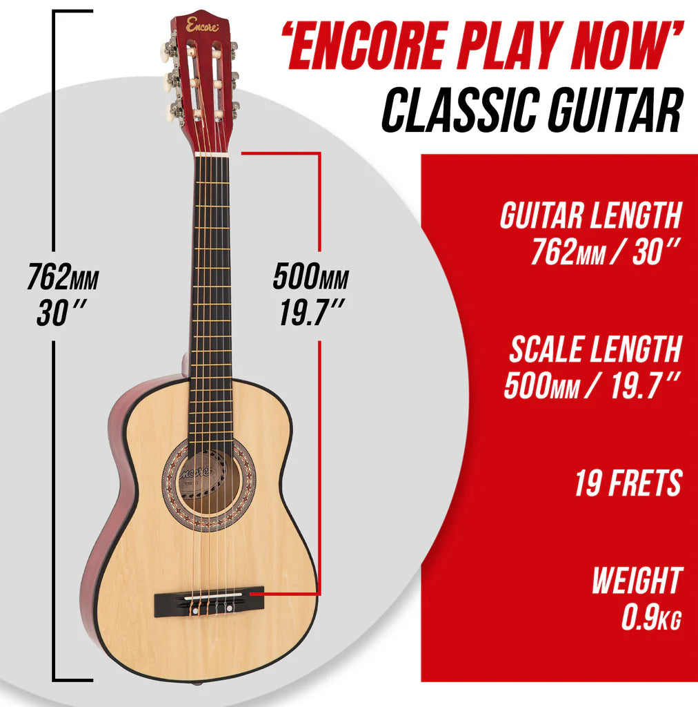 Encore Junior Size 30" Classic Guitar Pack ~ Natural