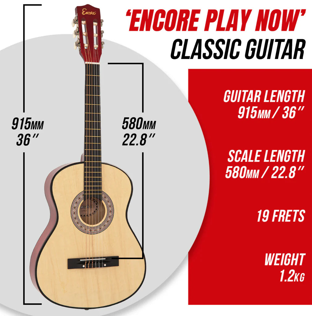 Encore 3/4 Size Classic Guitar Pack ~ Natural