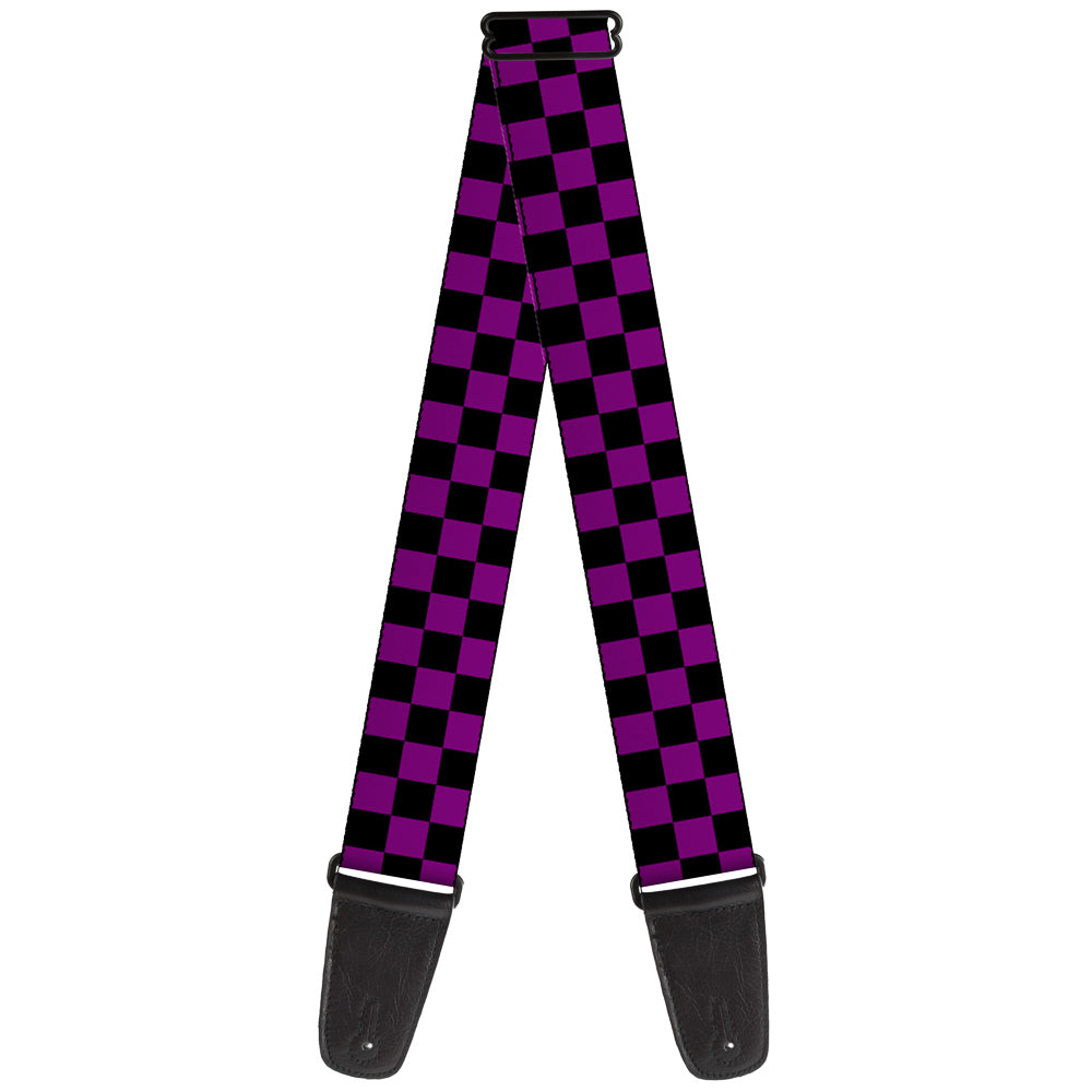 Checker Black/Neon Purple Guitar Strap