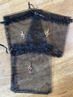 CraftyLu Organza with Treble Clef Drawstring Bag - Black