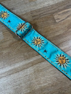 Roksak 2" Jacquard Guitar Strap - Yellow Suns / Teal