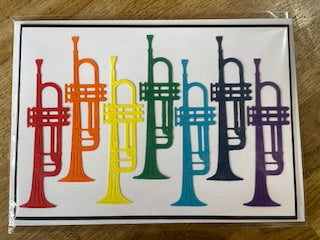 CraftyLu Handmade Greeting Card - Rainbow Trumpet