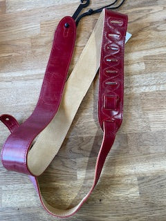 Roksak 2″ Cherry Red Italian Leather Guitar Strap