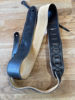 Roksak 2″ Black Italian Leather Guitar Strap