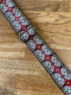 Roksak 2" Jacquard Guitar Strap - Red Mosaic Pattern