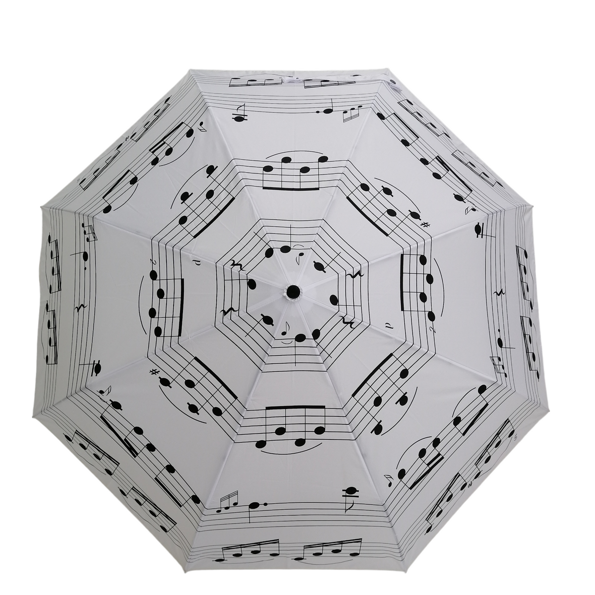 Music Notes Folding Umbrella - White with Black Notes