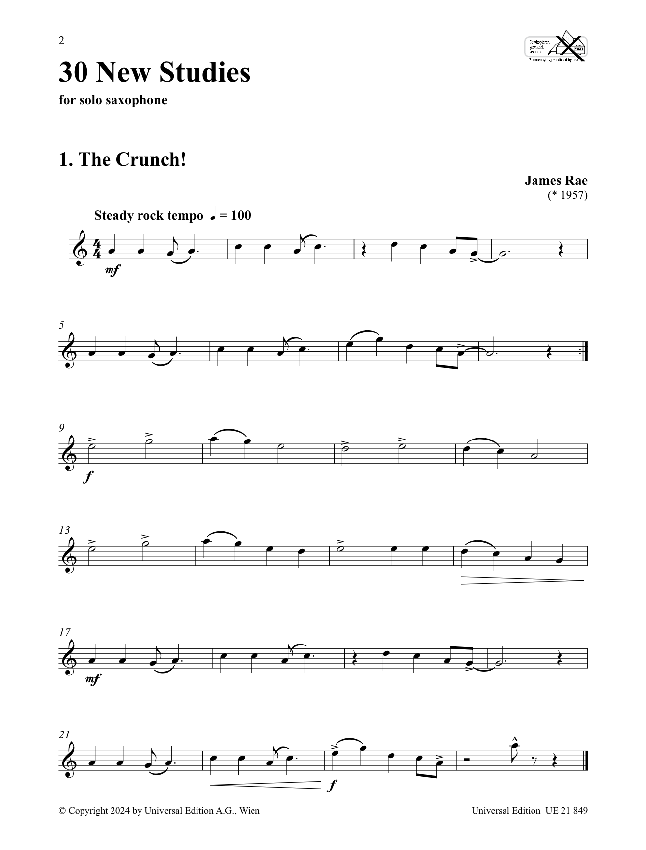 30 New Studies, for saxophone