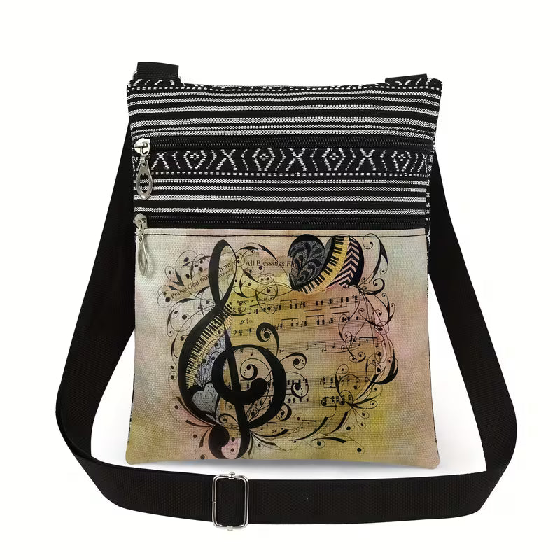 Treble Clef and Music Crossbody Bag