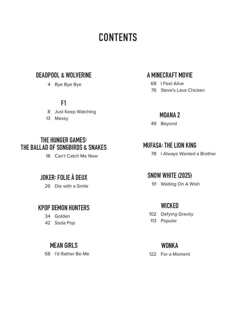 Songs from Kpop Demon Hunters, Minecraft, Wicked