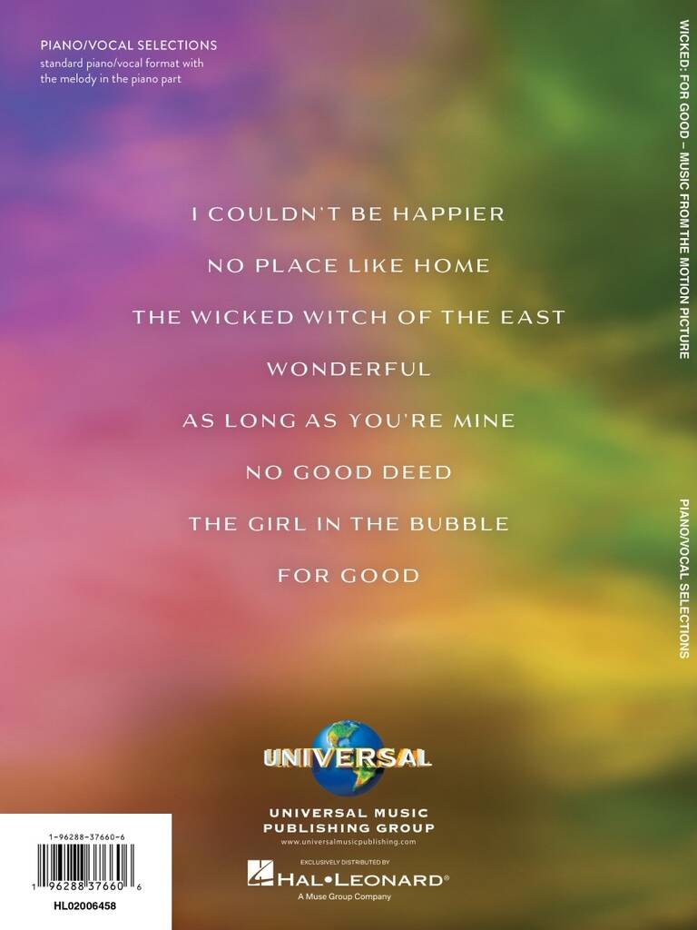 Wicked: For Good Piano/Vocal Selections
