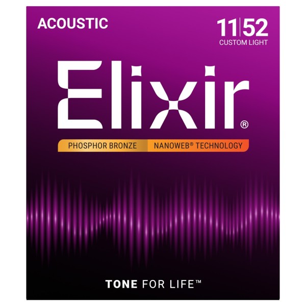 Elixir Nanoweb Acoustic Guitar Set Phosphor Bronze Custom Light (11-52)