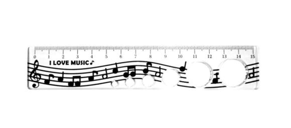 White 15cm Ruler - I Love Music
