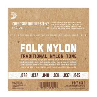 EJ33 Folk Nylon, Ball End, 80/20 Bronze/Clear Nylon Trebles