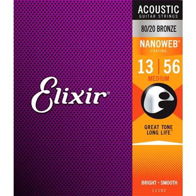 Elixir Nanoweb Acoustic Guitar Set 80/20 Bronze Medium (13-56)