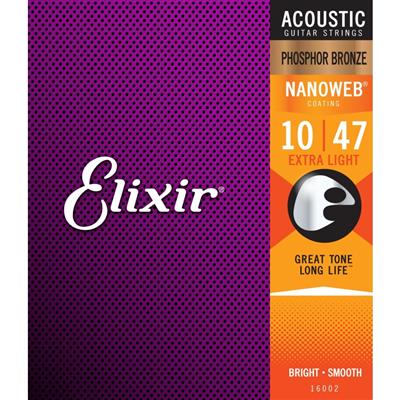 Elixir Nanoweb Acoustic Guitar Set Phosphor Bronze Ex. Light (10-47)