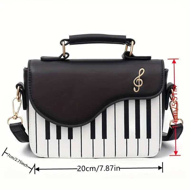 Piano-Shaped Flap Shoulder Bag