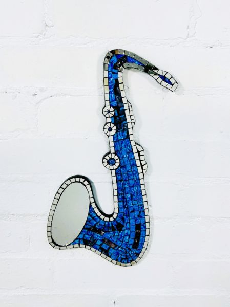 Blue Mosaic Saxophone Mirror