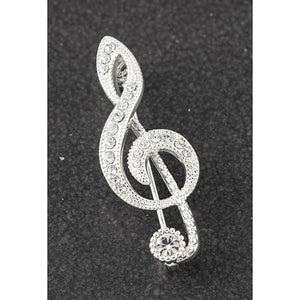 Silver Plated Treble Clef Brooch