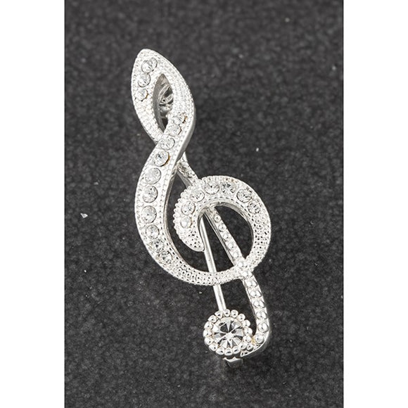 Silver Plated Treble Clef Brooch