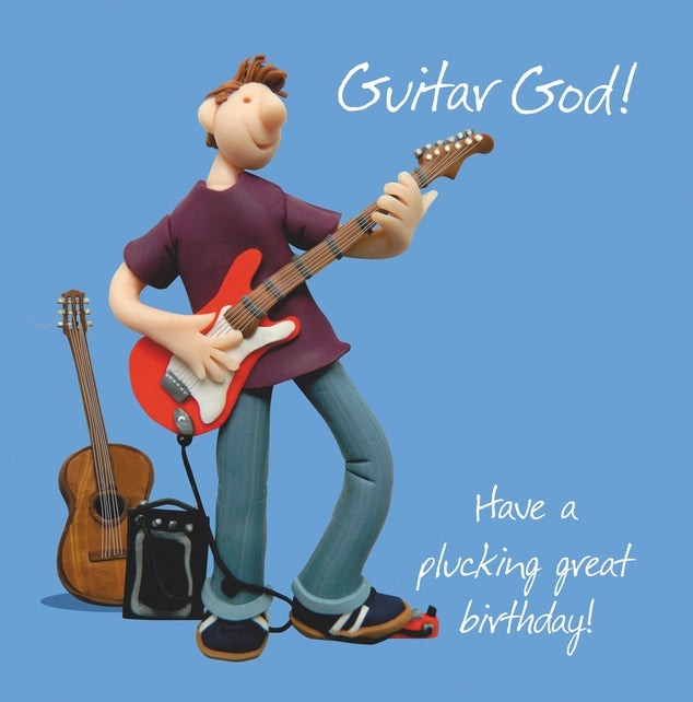 Greetings Card Guitar God Birthday