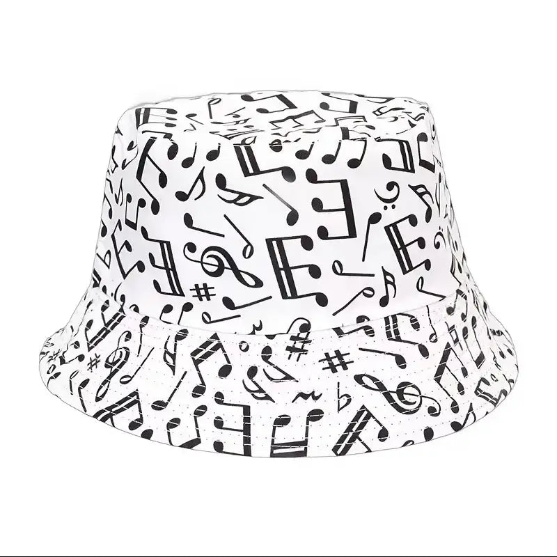 Music Note Print Bucket Hat