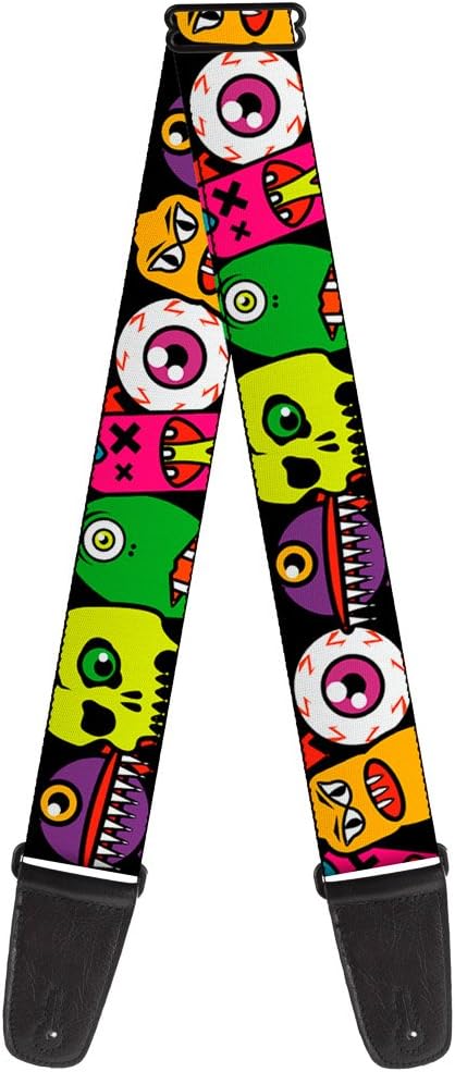 Monsters Close-Up Black Guitar Strap