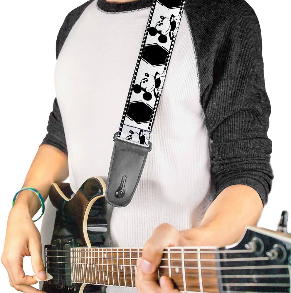 Mickey Film Strip White-Black Guitar Strap