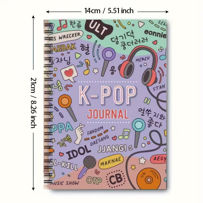 K-Pop Spiral Notebook (Headphones and Music)
