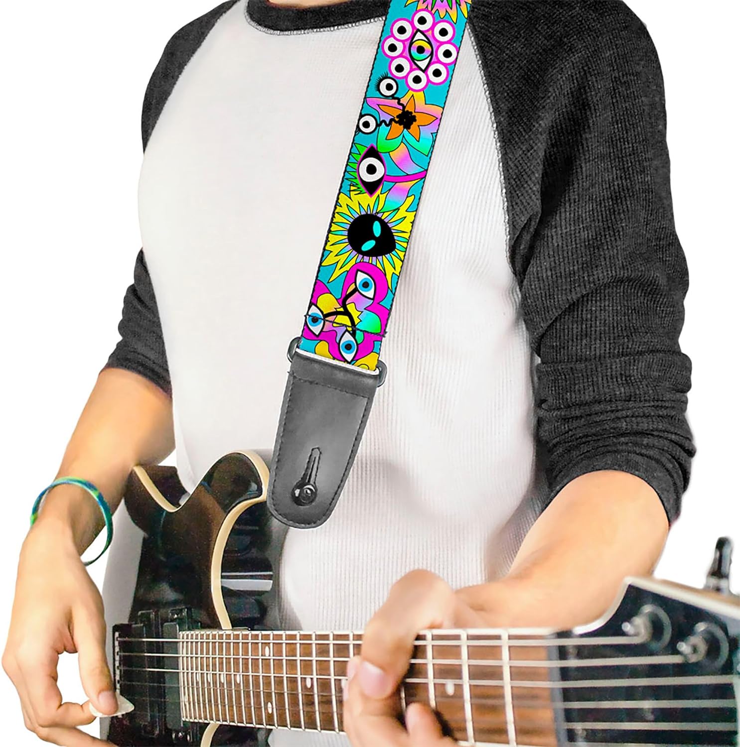 Funky Alien Flowers Guitar Strap