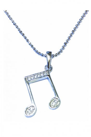 Silver Double Quavers and Stones Sterling Silver Pendant