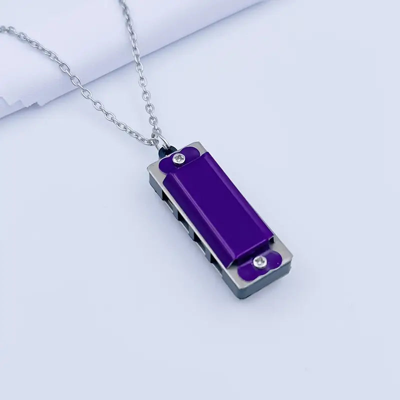 Mini Necklace Harmonica] 8-Note Mini Necklace Harmonica | 4-Hole Playable Melody