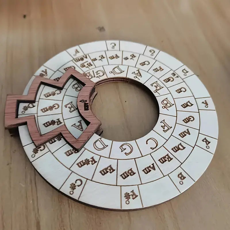 Rustic Wooden Circle of Fifths Chord Wheel