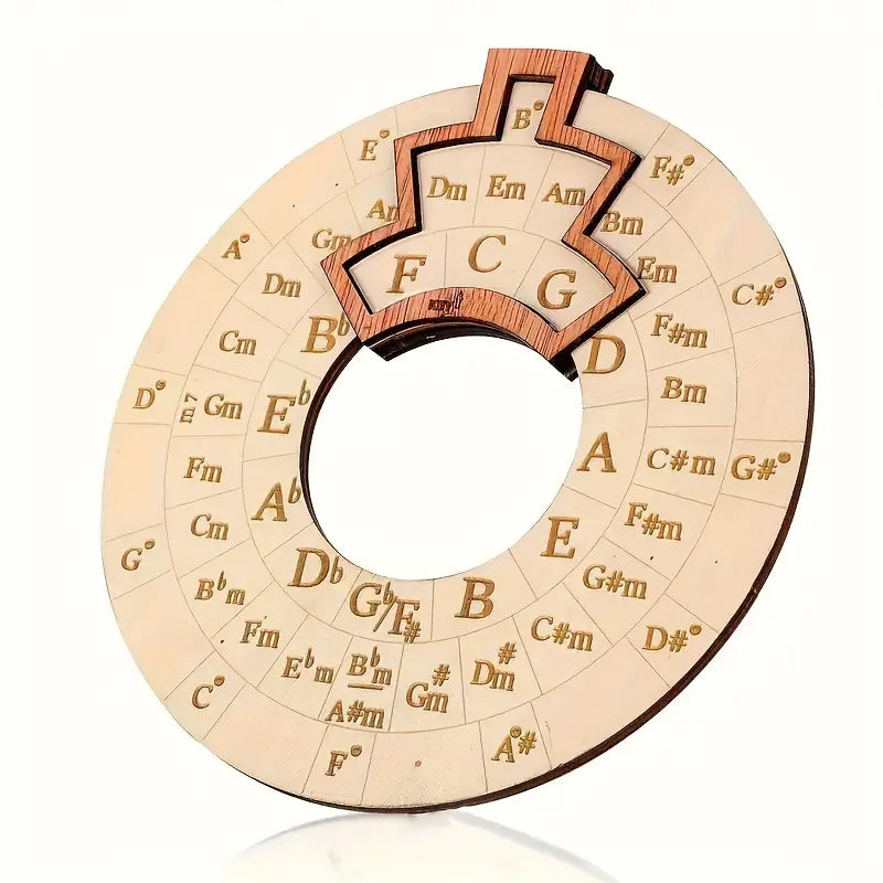 Rustic Wooden Circle of Fifths Chord Wheel