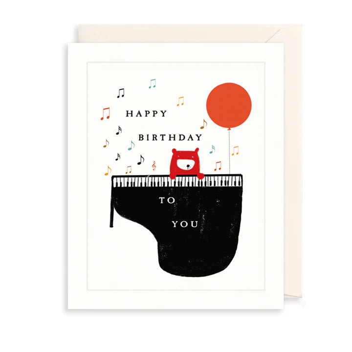 Bear Grand Piano Greetings Card