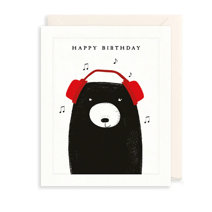 Bear Wearing Headphones Greetings Card