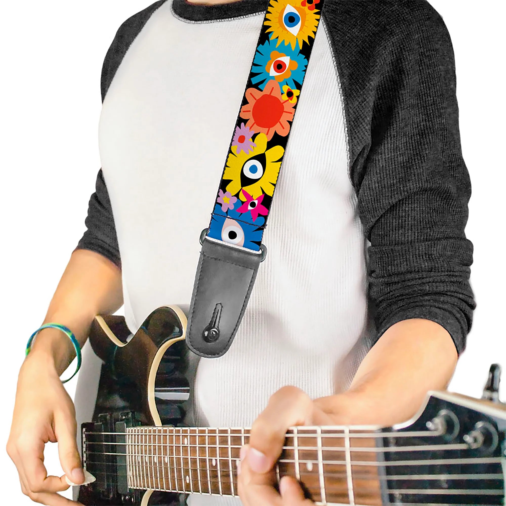 Licensed Funky Eye Flowers Guitar Strap