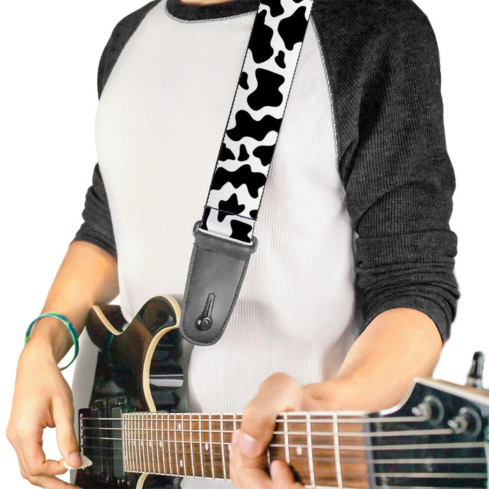 Cow Pattern Print Black/White Guitar Strap