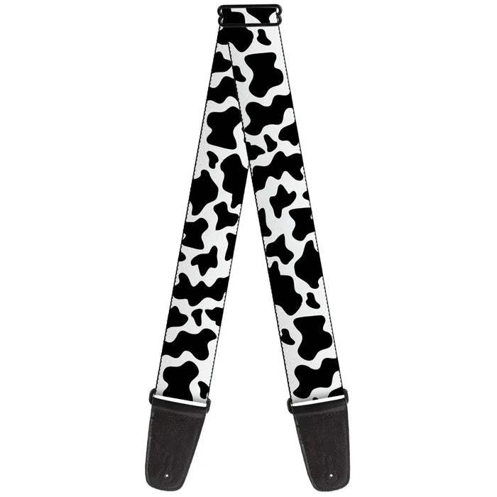 Cow Pattern Print Black/White Guitar Strap