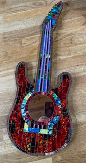 Mosaic Guitar Mirror - Multicolour - 58 x 22cm