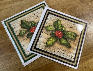 CraftyLu Handmade Christmas Card - Holly