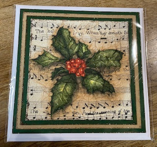 CraftyLu Handmade Christmas Card - Holly