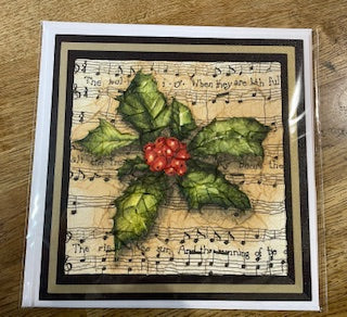 CraftyLu Handmade Christmas Card - Holly