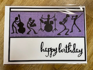 CraftyLu Handmade Greeting Card - Cartoon Musician Ribbon