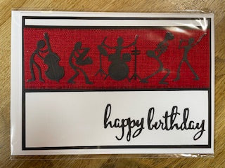 CraftyLu Handmade Greeting Card - Cartoon Musician Ribbon