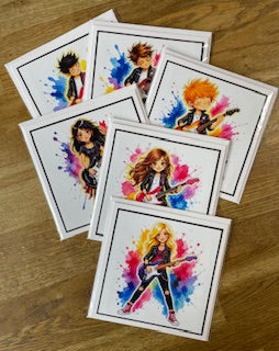 Cartoon Rockstars Colourful - Guitar