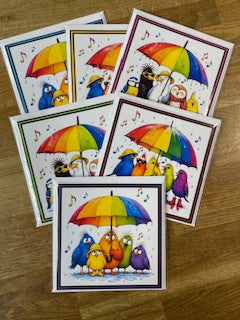 CraftyLu Rainbow Birds Greetings Card