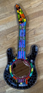 Mosaic Guitar Mirror -Black - 58 x 22cm