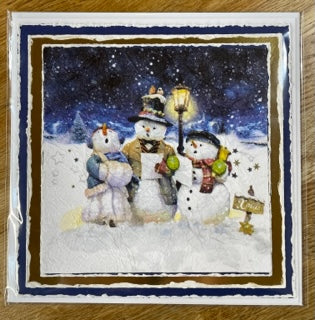 CraftyLu Handmade Christmas Card - Carolling Snowmen