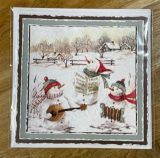 CraftyLu Handmade Christmas Card - Musical Snowmen